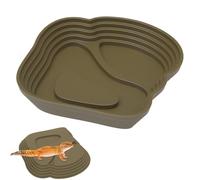 Plato de Comida de, Piscina de Reptiles - Tazón de Comida de Reptil con rampa para - Ornamento de Acuario, Plato de alimentación de Ranas, Accesorios de para s Ranas con Cuernos