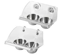 Plato de comida para periquitos - Dispensador de alimentación de acero inoxidable de 15,3 cm, alimentador de agua para gallinero con soporte acrílico | Cacatúas, guacamayos, canarios, loros, pinzones,