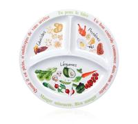 Plato de control de porciones para una dieta equilibrada y saludable, divisiones de melamina, ayuda para pérdida de peso y diabetes (texto en francés)