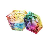 Plato de cristal con forma de corazón para uñas, taza de cristal con tapa, líquidos, cuenco de acrílico, líquidos, polvo, plato con forma de corazón para salón de belleza