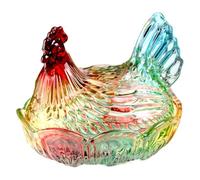 Plato de cristal Hen On Nest | Intrusión de polvo | 21,5 x 17,5 x 18,5 cm | Recipiente de cuenco de frutas de gallo | Decoración de postre de vidrio coleccionable | Construcción de vidrio resistente |