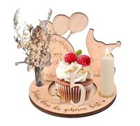 Plato de cumpleaños de madera, corona de cumpleaños personalizada, decoración de cumpleaños para bebés y niños, con vela de cumpleaños y jarrón, regalos de 0 a 9 cumpleaños para niños y niñas