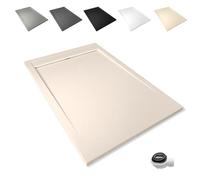 Plato de Ducha Antideslizante y Antibacteriano, Plato Ducha Resina Resistente a Agentes Químicos, Incluye Rejilla Desagüe Ducha y Válvula (Ral 1172 BEIGE, 70 x 110)