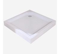 Plato de Ducha Cuadrado con Patas Ajustables, Platos Ducha Acrílicos, Resistente, Capacidad de Carga de 250 kg, Superficie Texturizada Antideslizante y Manguera de Drenaje de 80 cm(70x70cm/27.5x27.5in