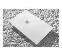 Plato de ducha de 85 x 160 cm, volcán Line Slim de 3 cm, color blanco de mármol y pileta incluida todas las medidas disponibles