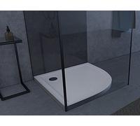 Plato de ducha de 90 x 90 cm - Plato de ducha de alta calidad de acrílico sanitario, apto para mamparas de cuarto de círculo con un radio de 55 cm y una superficie base de 90 x 90 cm
