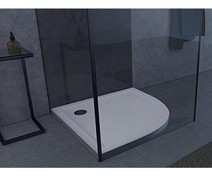 Plato de ducha de de acrílico sanitario, apto para mamparas de cuarto de círculo con radio 55 cm