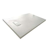 Plato de ducha efecto piedra con valvula incluida H. 2.6 cm - 70 x 160 Blanco