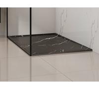 Plato de ducha extraplano de resina SMC, recortable para instalar sobre el suelo o encastrado - Negro marmolado - 140 x 90 cm - LYROSA