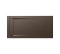 Plato de ducha rectangular extraplano de stonex con un acabado en color café Aquos Roca - Con rejilla Acero Inoxidable / Sin mampara fija / 160x90 cm