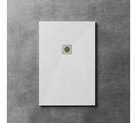 Plato de ducha Resina - Antideslizante Textura Pizarra - Blanco - Disponible en varios tamaños - Incluye válvula desagüe+inoxidable rejilla - 80x120x3cm