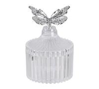 Plato de dulces apto para alimentos con detalle de mariposa de cristal reflectante para ocasiones especiales, tarro de caramelo transparente de lujo