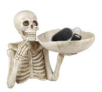 Plato de dulces de Halloween tazón de dulces de Halloween tazón de resina punk con forma de calavera realista bandeja para guardar bocadillos de fruta con llave decoración de calavera para el hogar me