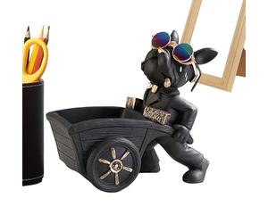 Plato de dulces de resina para mesa de entrada, figura de resina Candy Bowl, adorable perro creativo tira de un diseño de carro, decoración de mesa para escritorio