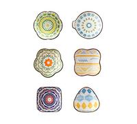 plato de ensalada 6 PCS Hermosos patrones bohemios Cerámica Conjuntos de platos Cocina Cocina Snack Placa de aperitivos Dulce plato ideal for salsa de soja, salsa de tomate, sushi, platos laterales Pl