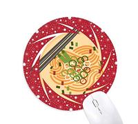 Plato de Fideos Deliciosa Comida China Patron Wheel Mouse Pad de Goma roja Redonda