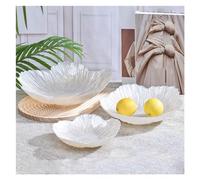 Plato de fruta con forma flor moderna estilo nórdico, 3 juegos cristal for el hogar, plato almacenamiento refrigerios simple blanco nacarado gran capacidad Frutero de Cocina(Blanco)