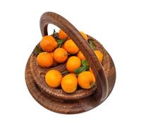 Plato de fruta hecho a mano de madera tallada - 11,81 x 11,81 x 9,84 pulgadas, cuenco decorativo de madera, cesta de frutas plegable, accesorio de mesa con 4 compartimentos para dulces, frutos secos