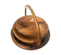 Plato de fruta tallado de madera hecho a mano de frutas de madera - Cesta multiusos de 4 particiones para encimera de cocina | Cuenco para caramelos y noi