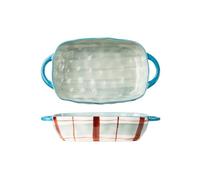 plato de horno Fuente for hornear de cerámica gran capacidad 560 ml(Blue,1830ml)