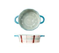 plato de horno Fuente for hornear de cerámica gran capacidad 560 ml(Blue,970ml)