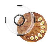 Plato de huevo diablo, tabla de charcutería de 24 ranuras con tapa, plato para servir huevos diablos, para catering, mesa de bufé, encimera, cocina, hogar, fiesta, aperitivos, Pascua, Acción de
