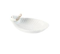 Plato De JoyeríA De CeráMica Bandeja de cerámica for joyería, ideal for guardar joyas, anillos, collares, pulseras, pendientes, hojas con pájaro, decoración del hogar para Collares(White)