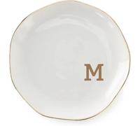 Plato De JoyeríA De CeráMica Bandeja for anillos con iniciales y monograma personalizado de la A a Z for bodas, compromisos, for mujeres, amigas, hermanas, cerámica blanca para Collares(Color-19)