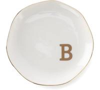 Plato De JoyeríA De CeráMica Bandeja for anillos con iniciales y monograma personalizado de la A a Z for bodas, compromisos, for mujeres, amigas, hermanas, cerámica blanca para Collares(Color-02)