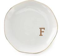 Plato De JoyeríA De CeráMica Bandeja for anillos con iniciales y monograma personalizado de la A a Z for bodas, compromisos, for mujeres, amigas, hermanas, cerámica blanca para Collares(Color-06)