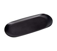 MengH-SHOP Plato de Adornos Bandeja de Almacenamiento de Acero Inoxidable Oval Organizador para Joyas cosméticas Velas Frutas Té, Negro