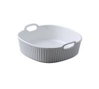 Plato de lasaña Cuenco cuadrado for hornear arroz y queso, for horno, microondas, plato de cerámica for hornear, tazón de sopa de doble oreja Platos para hornear(White,17.7cm)