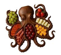 Plato de madera para charcuterías con 8 diseños de tentáculos, bandeja decorativa para servir aperitivos para mariscos y fiestas temáticas, tablero de fiesta temática
