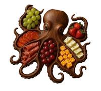 Plato de madera para charcuterías con 8 diseños de tentáculos, bandeja decorativa para servir aperitivos para mariscos y fiestas temáticas decoración del hogar