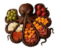 Plato de madera para charcuterías con 8 diseños de tentáculos, bandeja decorativa para servir aperitivos para mariscos y fiestas temáticas decoración del hogar