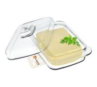 KADAX Mantequillera de Cristal Rectangular - Cuenco Transparente Con Tapa y Asa, Recipiente para Mantequilla (1 Unidad - 16 cm)