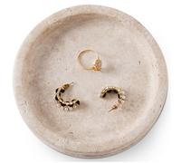 Plato de mármol para joyería, Soporte para Anillos Hecho a Mano de 5 Pulgadas, Bandeja de Piedra para Collares, aretes y Organizador de perfumes, Plato Decorativo para decoración