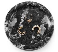 Plato de mármol para joyería, Soporte para Anillos Hecho a Mano de 5 Pulgadas, Bandeja de Piedra para Collares, aretes y Organizador de perfumes, Plato Decorativo para decoración