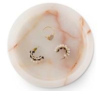 Plato de mármol para joyería, Soporte para Anillos Hecho a Mano de 5 Pulgadas, Bandeja de Piedra para Collares, aretes y Organizador de perfumes, Plato Decorativo para decoración