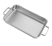 Plato de pescado a la parrilla de acero inoxidable 304 rectangular para parrilla Teppanyaki y parrilla de mesa de barbacoa - Plata 34,5 cm (plata)