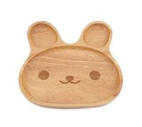 Plato de Postre de Madera de Conejo de Primera Calidad para Niños, Plato Lindo y Divertido con Forma de Conejo para Niños Hecho de Madera de Caucho, para Servir Comidas,