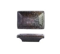 Plato de salsa 4 platos de cerámica for condimentos, for mojar, for ollas calientes, rectangulares, for aperitivos y salsa soja(Black and green)