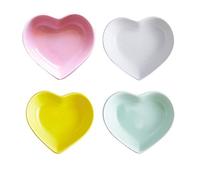Plato de salsa de cerámica, Forma de corazón lindo pequeños tazones, Platos para servir aperitivos, Juego de pequeños platos de porcelana Love