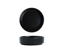 Plato de salsa Plato de cerámica for salsa soja, condimentos, plato redondo for el hogar, ensalada, tomate(Negro)