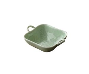 Plato de salsa Plato de fruta doble oreja, plato aperitivos hecho a mano, base tetera, elegante pastelería, bandeja for servir(Green)