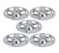 Plato de Servicio Dividido Redondo de Acero Inoxidable 304 Grueso, Bandeja para Cena, Vajilla para Niños, 5 uds. (5 Rejillas)