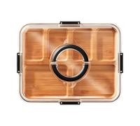 Plato de servicio, organizador dividido con asa y tapa, 36,5 x 28,5 x 7 cm, bandeja portátil para aperitivos, bandeja de servir, diseño de múltiples compartimentos, para frutas, dulces, verduras