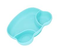 Plato de silicona para niños pequeños, fácil de agarrar, con forma de rana, autoalimentado, con ventosa para mesas a partir de 6 meses (rana azul)