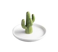 Plato de soporte anillo Cactus for joyería, bandeja organizadora cerámica for decoración del hogar y boda cumpleaños para Joyas