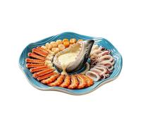 Plato de Sushi Tiburón,Plato Tiburón Pintado a Mano con Compartimento para Salsa, de Condimentos Temático del Océano | Para Charcutería, Queso, Hamburguesa, Gambas, Sardinas, Aperitivos, Palomita